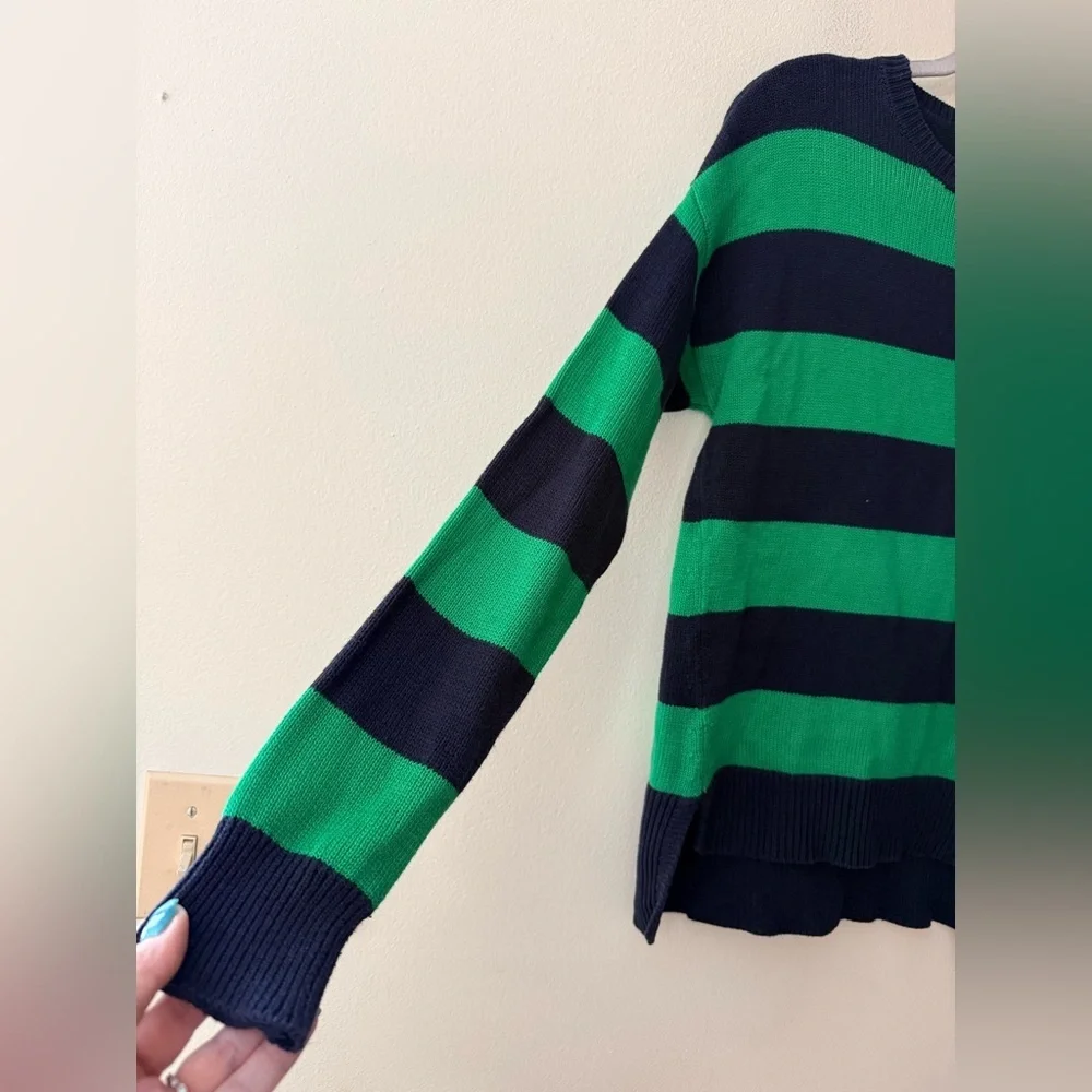 MICHAEL Michael Kors Green and Navy Striped Sweater, size S